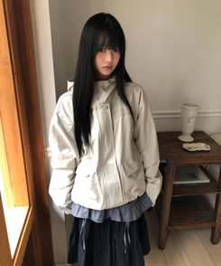 カジュアルコットンフードジャンパー Stone