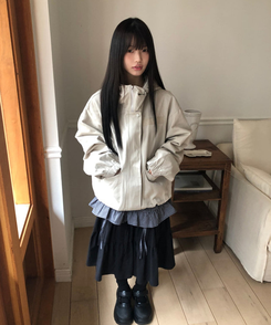 カジュアルコットンフードジャンパー Stone