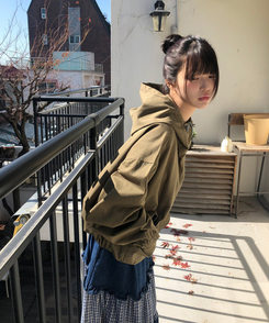 カジュアルコットンフードジャンパー DARK KHAKI