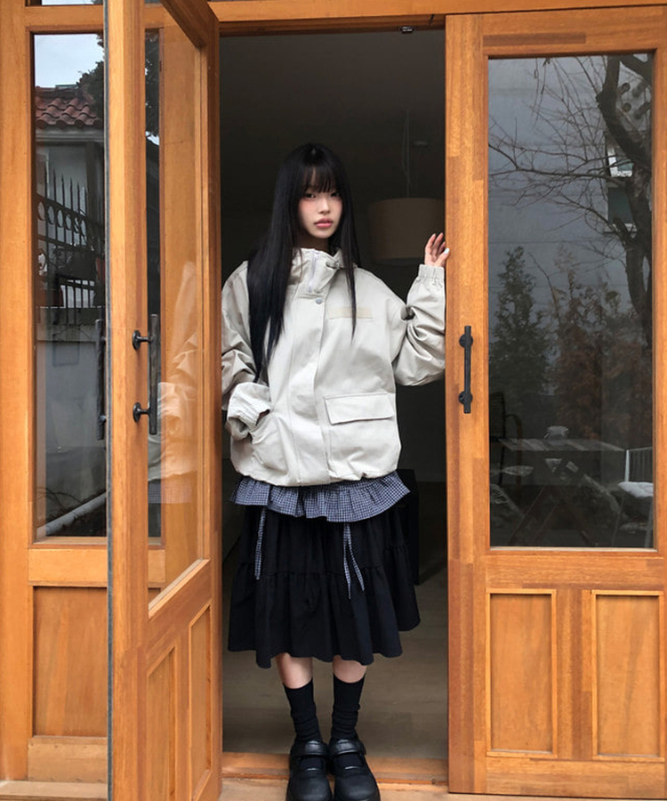 カジュアルコットンフードジャンパー Stone