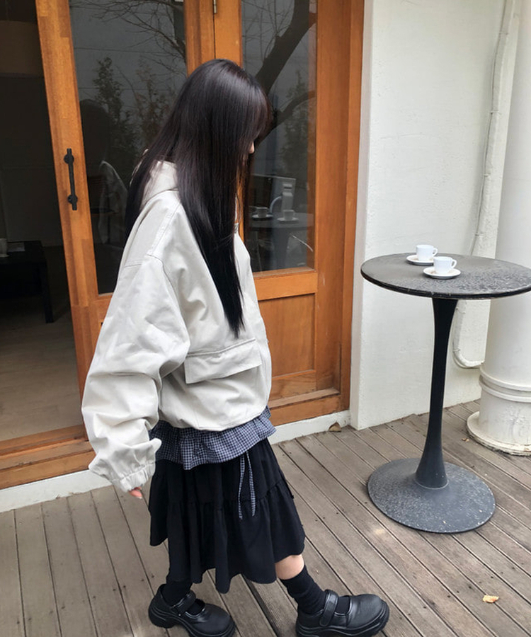 カジュアルコットンフードジャンパー Stone