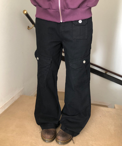 【丈別】ベーシックカーゴパンツ BLACK