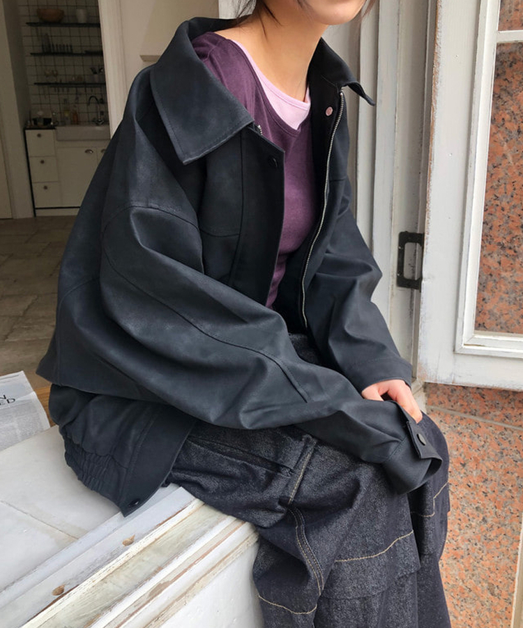 オーバースエードジャケット BLACK