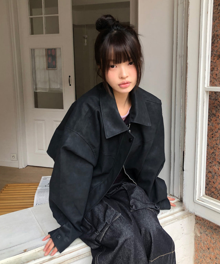 オーバースエードジャケット BLACK