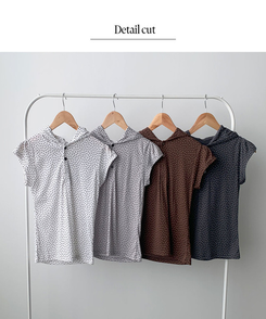 무코 미니 스타 헨리넥 반팔 퍼프소매 후드 레이어드 티셔츠