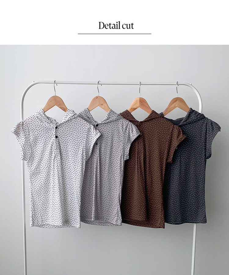 무코 미니 스타 헨리넥 반팔 퍼프소매 후드 레이어드 티셔츠