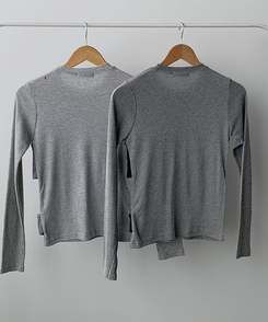 고트 레이어드 일체형 펀칭 골지 긴팔 티셔츠