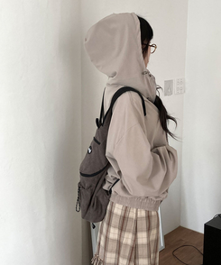 チェックウィンドブレーカーフードジャケット LIGHT BEIGE