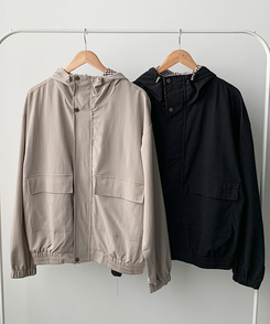 チェックウィンドブレーカーフードジャケット