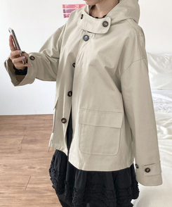 ハイネックショートジャケット Stone