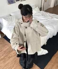 ハイネックショートジャケット Stone