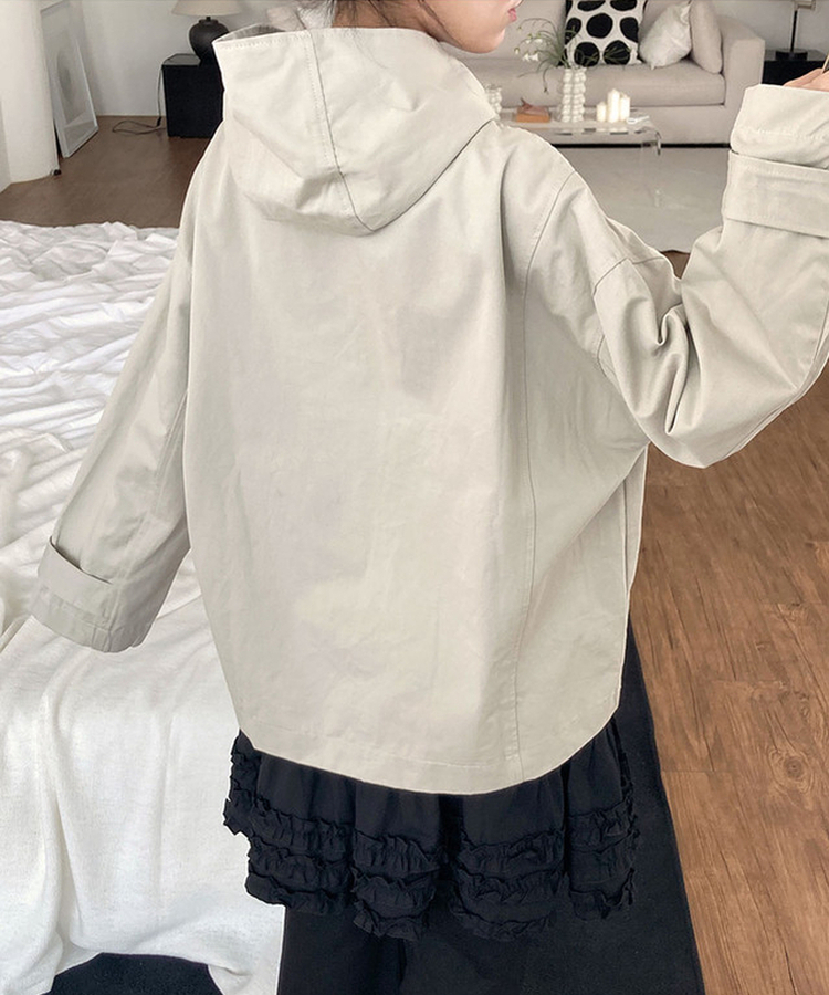 테사 하이넥 히든버튼 루즈핏 하프 숏 자켓 코트 봄신상 봄아우터 간절기 스톤