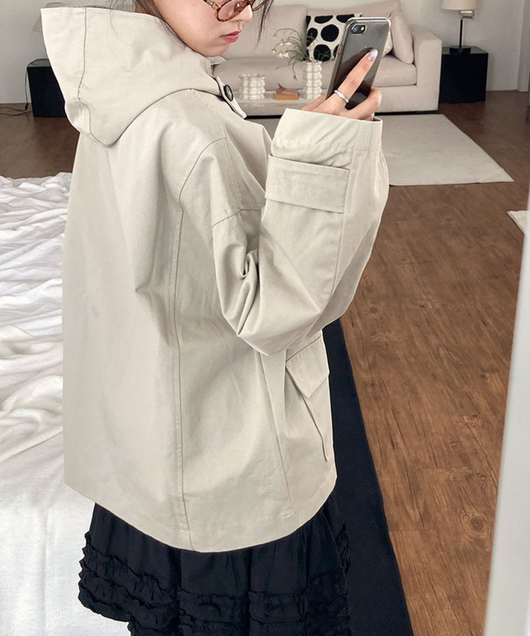 테사 하이넥 히든버튼 루즈핏 하프 숏 자켓 코트 봄신상 봄아우터 간절기 스톤