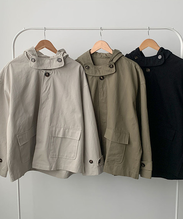 테사 하이넥 히든버튼 루즈핏 하프 숏 자켓 코트 봄신상 봄아우터 간절기