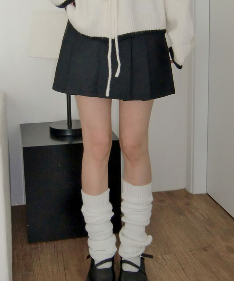 러플 a라인 페이크포켓 플리츠 미니 스커트 블랙