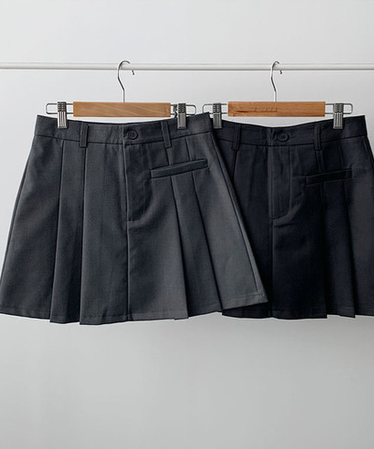 러플 a라인 페이크포켓 플리츠 미니 스커트