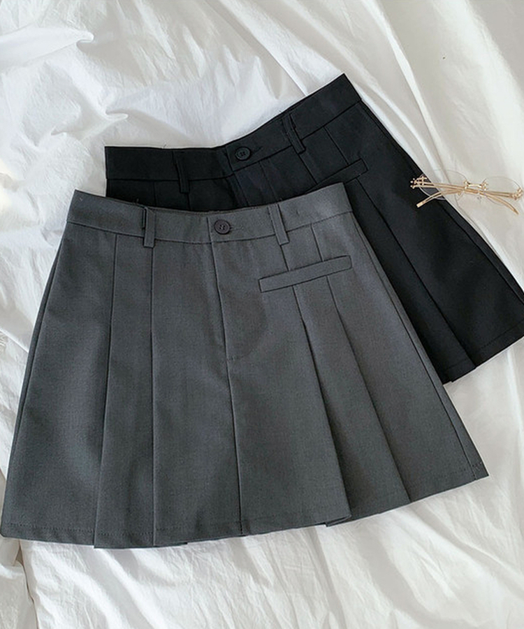 러플 a라인 페이크포켓 플리츠 미니 스커트