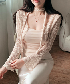 【SET】ボレロカーディガン カップ付きキャミソール マフラー BEIGE