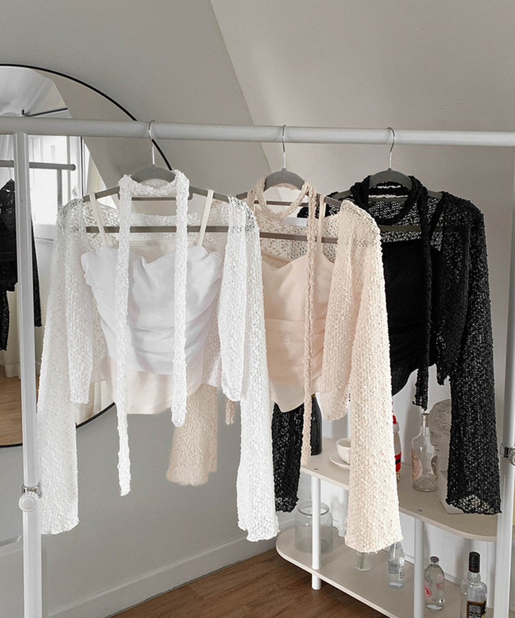 【SET】ボレロカーディガン カップ付きキャミソール マフラー