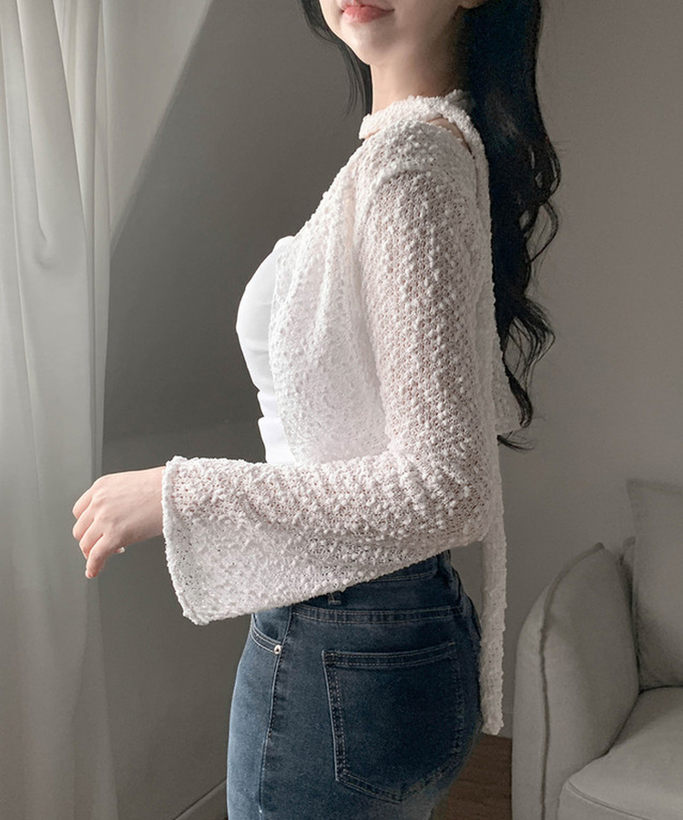 【SET】ボレロカーディガン カップ付きキャミソール マフラー IVORY