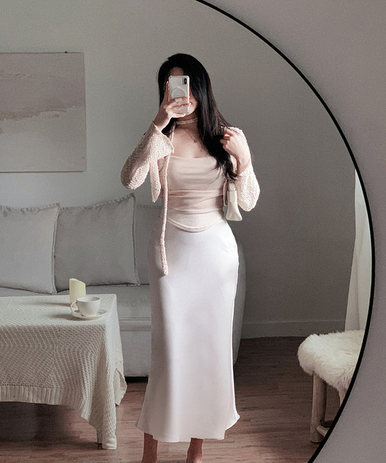 【SET】ボレロカーディガン カップ付きキャミソール マフラー BEIGE