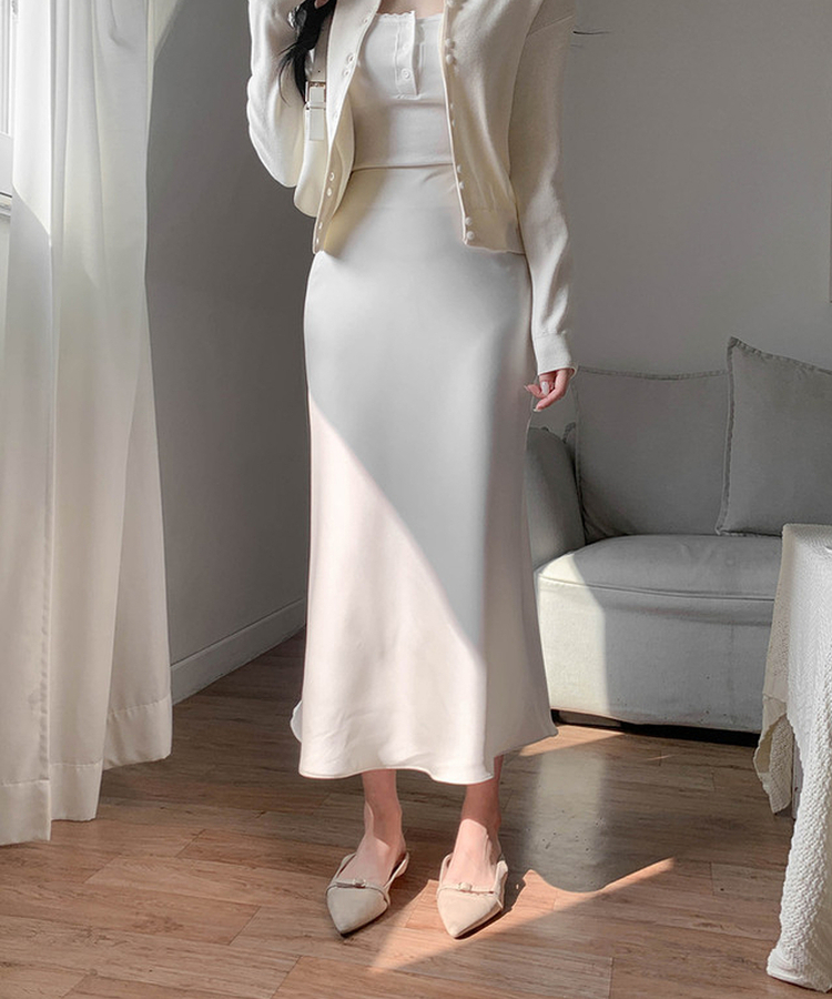 サテンマーメイドロングスカート IVORY