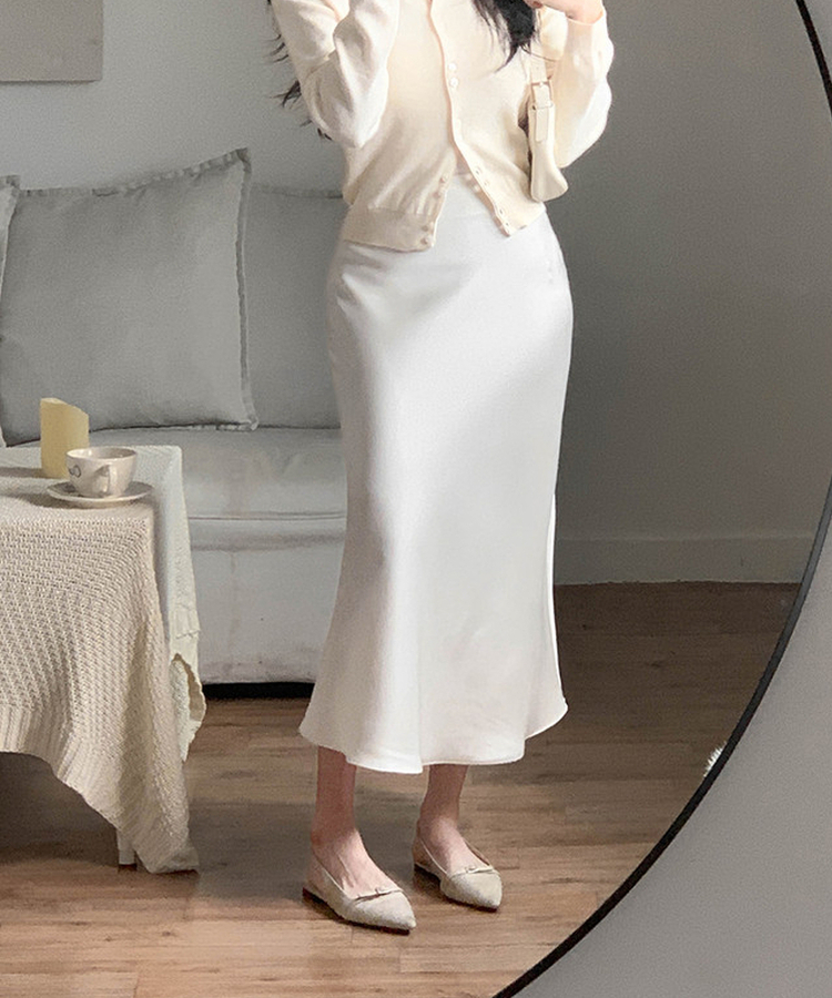 サテンマーメイドロングスカート IVORY