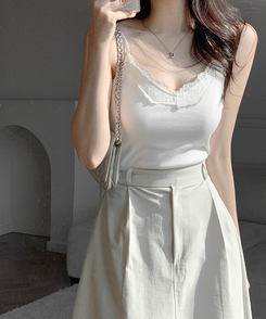 【カップ付き】レースキャミソール IVORY