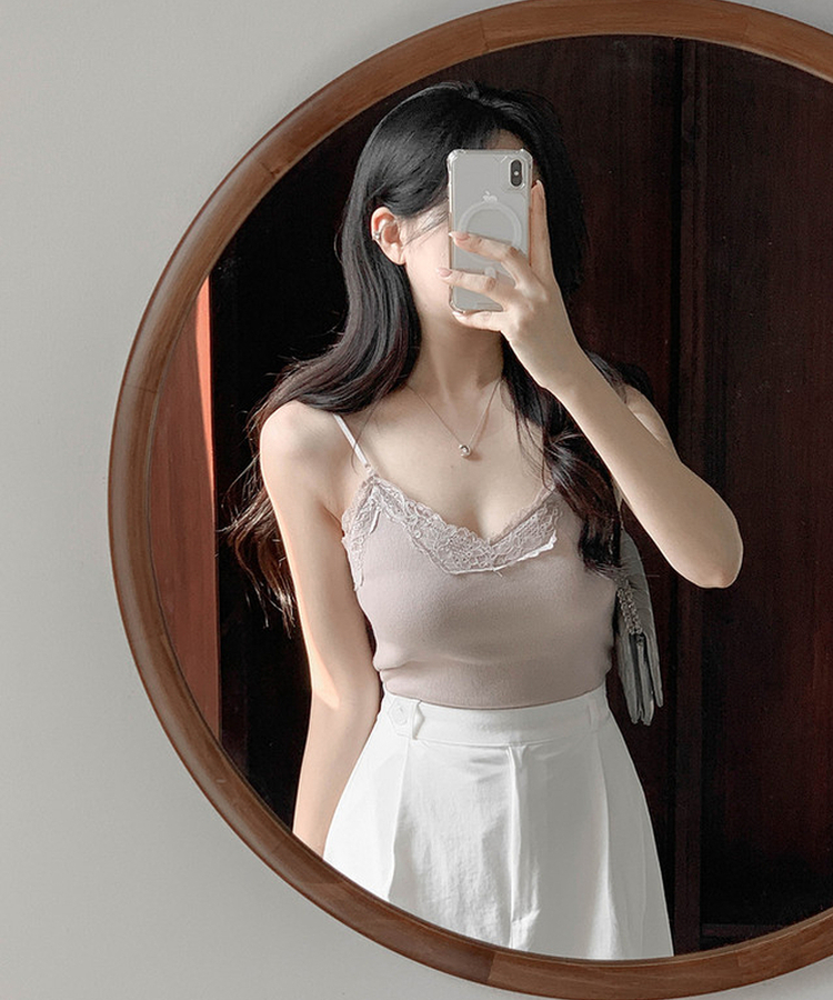 【カップ付き】レースキャミソール PINK