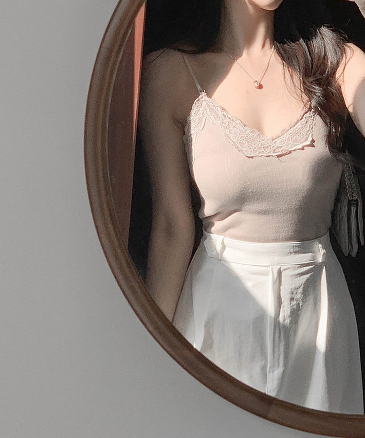 【カップ付き】レースキャミソール PINK