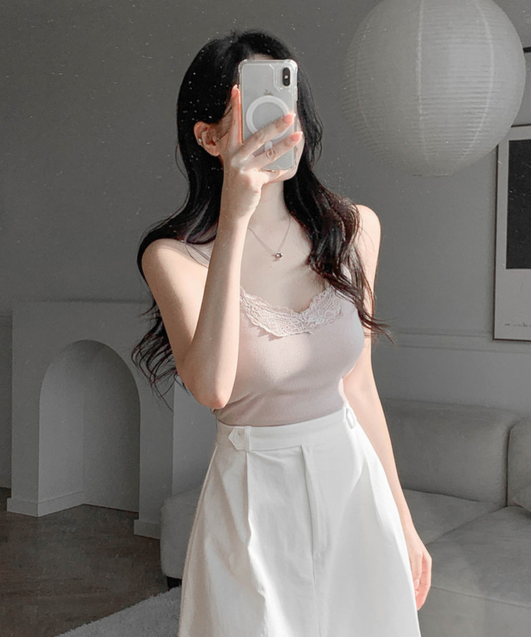 【カップ付き】レースキャミソール PINK