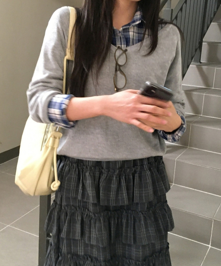 チェックベーシックシャツ BLUE