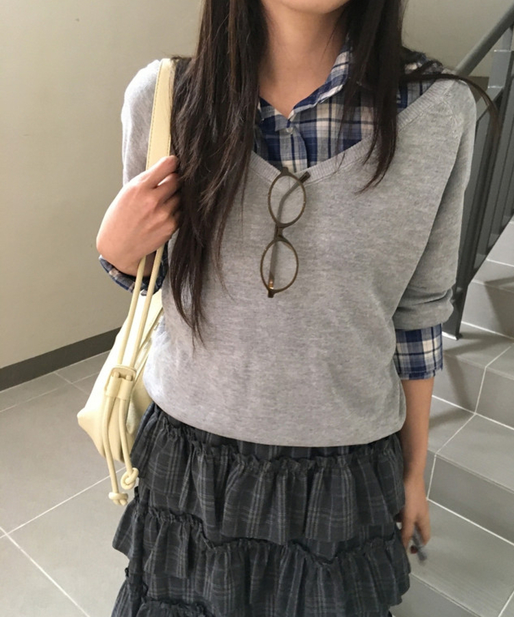 チェックベーシックシャツ BLUE