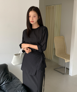 シースルーラップブラウス BLACK