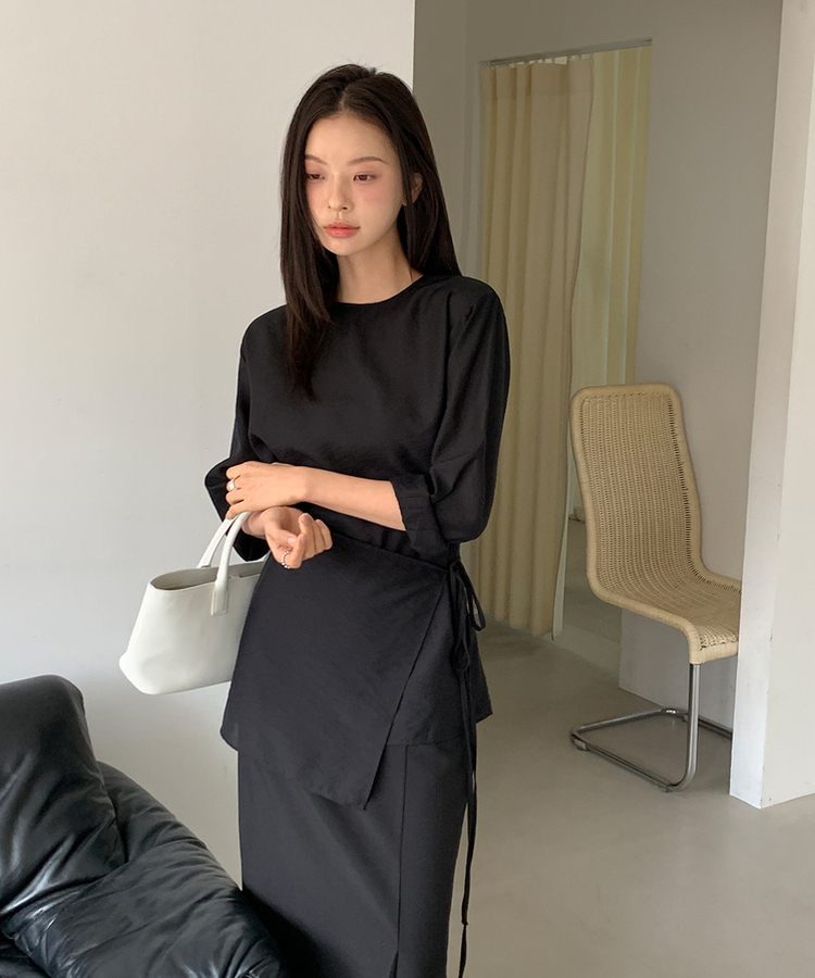 シースルーラップブラウス BLACK