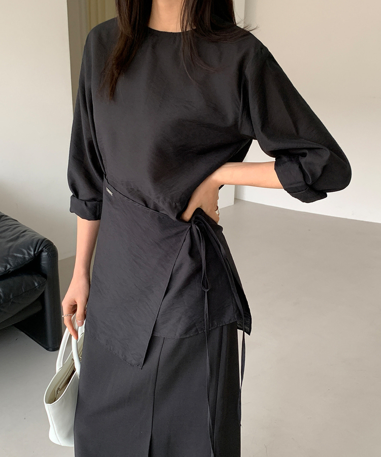 シースルーラップブラウス BLACK