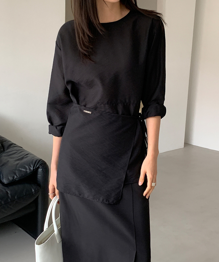 シースルーラップブラウス BLACK