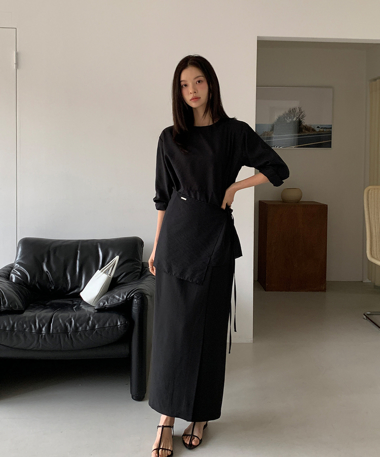 シースルーラップブラウス BLACK