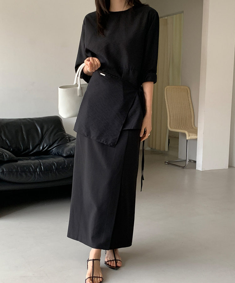 シースルーラップブラウス BLACK