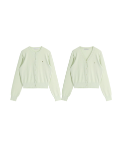 (MADE/イージーウォッシャブル/2type) 2タイプ ラウンド＆Vネック ペンダントカーディガン