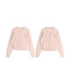 (MADE/イージーウォッシャブル/2type) 2タイプ ラウンド＆Vネック ペンダントカーディガン