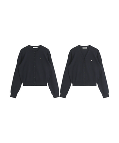 (MADE/イージーウォッシャブル/2type) 2タイプ ラウンド＆Vネック ペンダントカーディガン