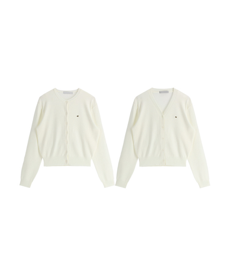 (MADE/イージーウォッシャブル/2type) 2タイプ ラウンド＆Vネック ペンダントカーディガン