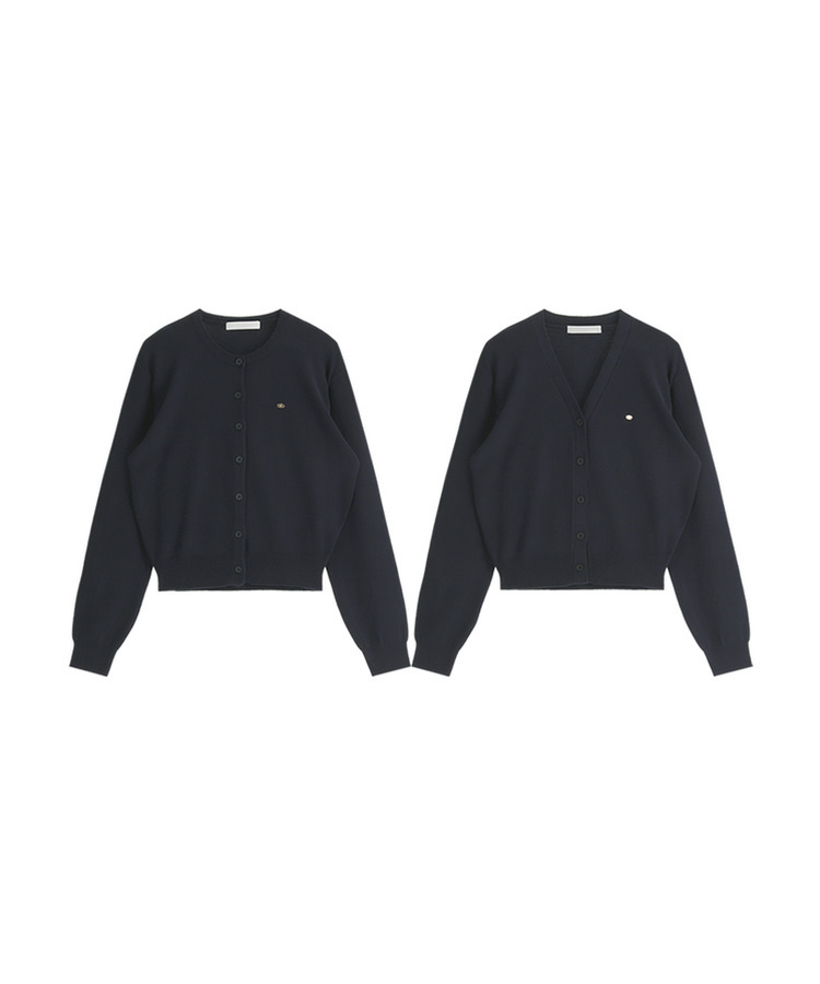 (MADE/イージーウォッシャブル/2type) 2タイプ ラウンド＆Vネック ペンダントカーディガン