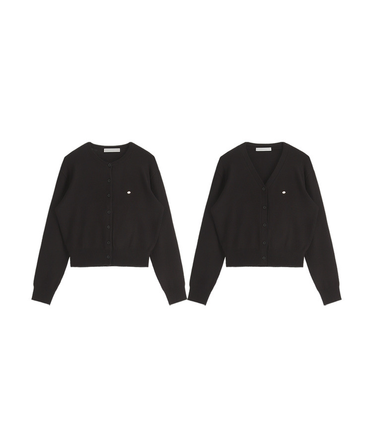 (MADE/イージーウォッシャブル/2type) 2タイプ ラウンド＆Vネック ペンダントカーディガン