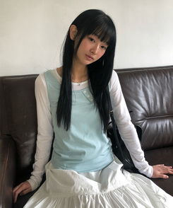 【SET】ボタンキャミソール＋レイヤードTシャツ MINT