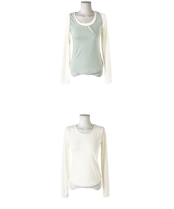 【SET】ボタンキャミソール＋レイヤードTシャツ