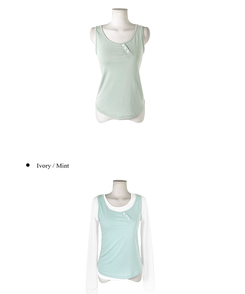 【SET】ボタンキャミソール＋レイヤードTシャツ