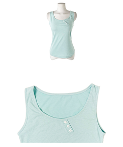 【SET】ボタンキャミソール＋レイヤードTシャツ