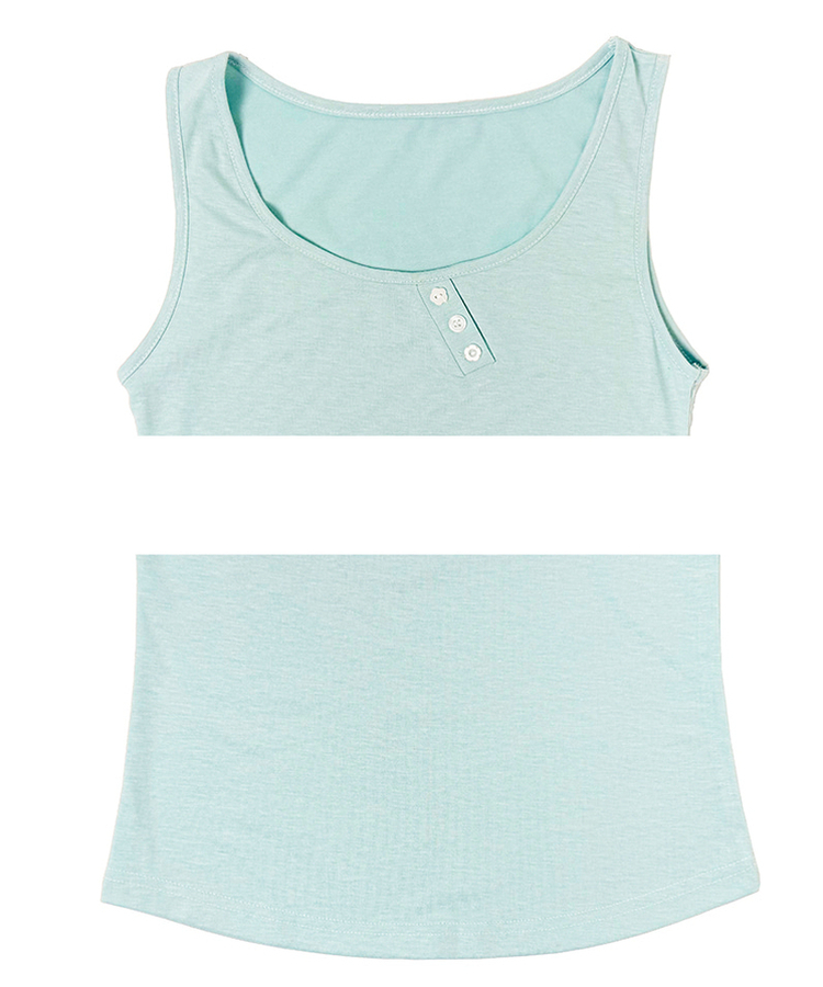 【SET】ボタンキャミソール＋レイヤードTシャツ